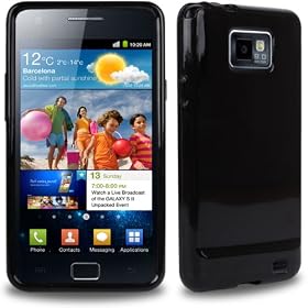 CNL HIGH GLOSS BLACK HYDRO GEL CASE WITH TIGERBOX SCREEN PROTECTOR FOR SAMSUNG GALAXY S2 / SII i9100 MOBILE PHONE