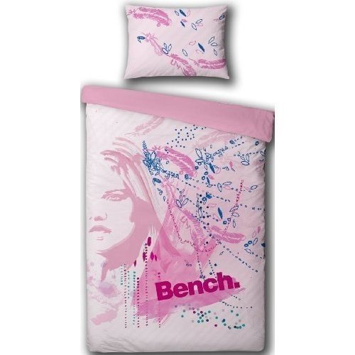Girls Bench Face Pattern Quilt/Duvet Cover Bedding Set (Single Bed) (Pink)