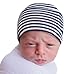 Melondipity Newborn Hospital Hat Navy and White Striped - Infant Baby Beanie for Toddlers Baby Boys