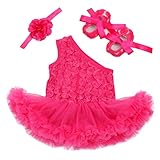 Gmasking 子供ドレス 女の子ワンピース ピンクスカート リボン飾り 3点 セット ホットピンク (XL(12-18Months))