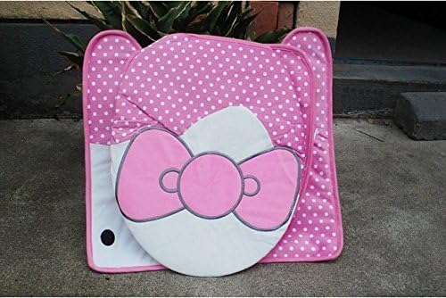 Xhan 3 Pcs Hello Kitty Cartoon Plush Toilet Seat Cover and Rug Set --- Contour Rug, Seat Cover, Lid Cover (Pink with White Polka)