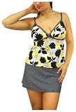 It Figures Women's Plus Flower Power Empire Hipster Skirtini Suit