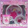 Princess Kids Pink 3 Piece Dinnerware Set With Plate Cup and Bowl