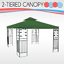 10' x 10' Replacement Gazebo Canopy Green Top Cover Patio Outdoor Shade 2-Tier