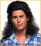Mens Permed Mullet Costume Wig