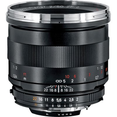 Zeiss 50mm f/2.0 Makro Planar ZF Manual Focus Macro Lens for the Nikon F (AI-S) Bayonet SLR System.