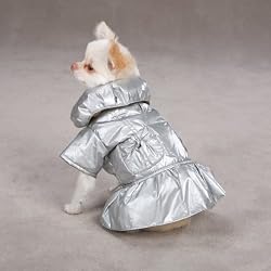 Dog Winter Dazzle Puffy Coat Medium Platinum Color