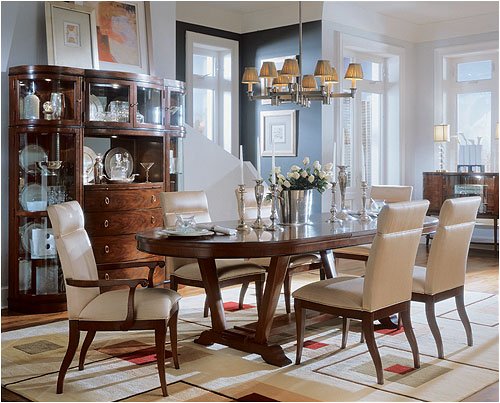 Universal Furniture 178655 Series Hollywood Trestle Table with Upholstered Chairs