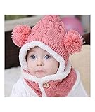 キュートなニット帽 前ボタン マフラーと帽子セット 耳あて付 帽子ベビー 綿 児童の帽子 可愛い帽子 秋冬の毛糸 耳あて 一体型 ボア 防寒性 ニットキャップ 新生児 赤ちゃん 全５色 子供帽子 幼児