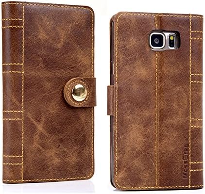 Note5 Leather Case ,Mossgreg 5 in 1 Genuine Handmade Leather Case for Samsung Galaxy Note5 N920c (Note5 Classic Brown)