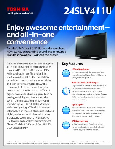 Toshiba 24SLV411U 24-Inch 1080p LED-LCD HDTV with Built-in DVD Player, Black