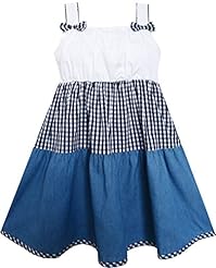 Girls  Cotton Plaid Print  Dress With a Bow(s)