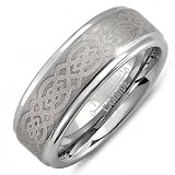 Tungsten Carbide Men's Ladies Unisex Ring Wedding Band 8MM (5/16 inch) High Polish Celtic Design Band Comfort Fit (Available in Sizes 8 to 12)