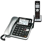 AT&T CL84102 DECT 6.0 Expandable Corded/Cordless Phone with Answering System and Caller ID/Call Waiting, Black, 1 Corded and 1 Cordless Handset