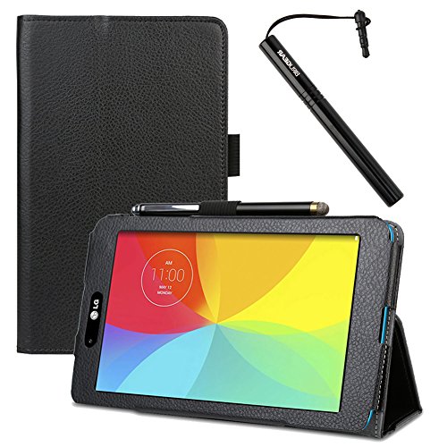 BIRUGEAR SlimBook Leather Folio Stand Case Cover w/ Stylus for LG G Pad 7.0 LG-V400 7-inch Android Tablet (Black)
