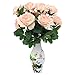 Topix Premium Artificial Flower Romantic Rose (Pink, 10pcs-Scape)