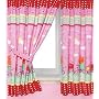 Peppa Pig Polka Dot Pink Curtains Pair 66 x 54 OFFICIAL