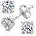Jewelry : Round Diamond Stud Earrings, J-K Color, SI2 Clarity. 14k White Gold (Screw Backing)