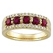 14K Yellow Gold Ruby and Diamond Ring/Anniversary Band