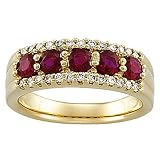 14K Yellow Gold Ruby and Diamond Ring/Anniversary Band