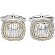 Sterling Silver and 14K Yellow Gold Diamond Cufflinks