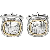 Sterling Silver and 14K Yellow Gold Diamond Cufflinks