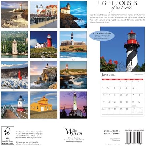 Lighthouses Of The World 2016 Square 12X12 Wyman