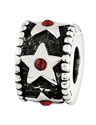 Sterling Silver Reflections Red Swarovski Elements Star Bead