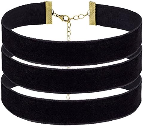 Women's or Teens Black Choker Necklace Velvet Choker (Three Pack)