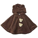 《H28年秋冬物》(日本製) Pample Mousse(パンプルムース) シープボアフリース動物編みぐるみ付きマント 80cm~90cm/BR NO.DP-64106