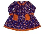 Child Long Sleeve Knit Frolic Dress in Blue with Yellow Moons Stars