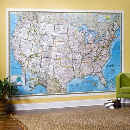 National Geographic US Classic Map Mural National Geographic US Classic Map Mural