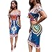 WomenWomen Sexy Traditional African Print Dashiki Bodycon Sexy Short Sleeve Dress (L, multicolor)