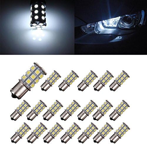 Motorus93 20 X Car RV 1156 BA15S 27-SMD 1141 1003 7506 5050 Turn Signal Reverse White LED Light bulbs