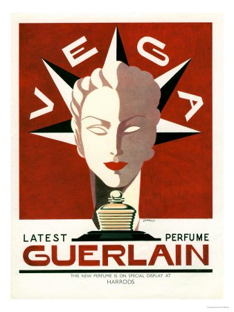 Guerlain, Guerlain Vega Art Deco Womens, UK, 1940 Premium Poster Print, 18x24