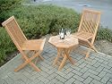 HUMBER TEAK 3 PIECE BISTRO SET COMPRISING OCTAGONAL BISTRO TABLE AND TWO FOLDING CHAIRS. CONSTRUCTED FROM A GRADE TEAK