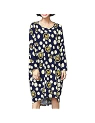 Plus Size Cotton Polka Dot Print Long Sleeves Spring  Dress