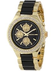 Bombshell Womens BS0711BG  Rhinestone Case Black Acrylic and Gold Metal Watch