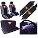 Search : 11-Piece Auto Interior Gift Set - 2 Superman Classic Red and Yellow Shield Front Low Back Bucket Seat Covers, 2 Superman Classic Red and Yellow Shield Head Rest Covers, 1 Superman Classic Red and Yellow Shield Steering Wheel Cover, and 2 Superman Classic Red and Yellow Shield Shoulder Harness Pressure Relief Covers