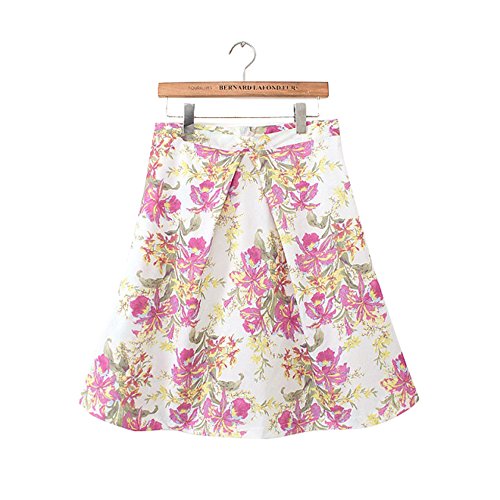 (シーファニー)Cfanny レディース エレガント 大人 上品 プリント 欧米風 ハイウエスト 着痩せ ミモレ丈 スカート