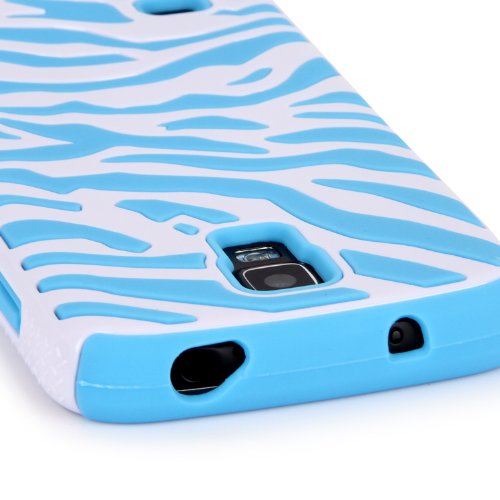 Galaxy S4 ACTIVE Case, E LV GALAXY S4 ACTIVE CASE - Three Pieces Interchangeable Zebra Design Hard and Soft Hybrid Armor Combo Case Skin Gel Bundle for Samung Galaxy S4 Active i9295 with 2 Screen Protectors, 2 Styluses and E LV Microfiber Sticker Digital Cleaner (White Light Blue/Black Green/White Hot Pink) (NOT COMPATIBLE WITH GALAXY S4)