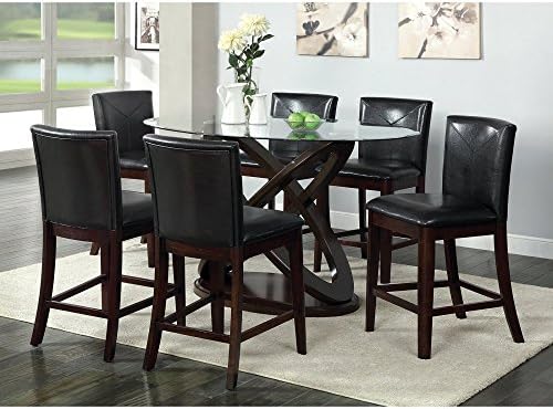 Furniture of America Ollivander Counter Height Glass Top Dining Table - Dark Walnut