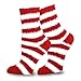 Little Kids Christmas Holiday Slipper Fuzzy Crew Socks 3-Pairs Silly Santa Face, Gingerbread Man, Red Stripes (9-10 Years)
