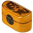 Handmade Yellow Leather Painted Dragon & Phoenix Storage / Gift Box With Gold Flourishes