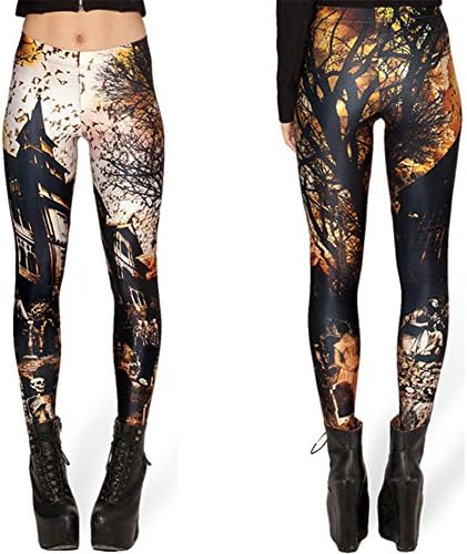 Fashion Empire Women Castle Print Leggings Horror Haunted House Leggings Pants