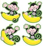 ARGUS 4 Designs Monkeys & Bananas Mini Accents Variety Pack, 36 per Package, 3" Tall (T-10818)