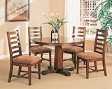 5pc Ladder-back Style Solid Hardwood Round Dining Table & Chairs Set