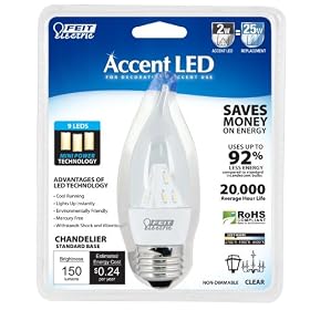 Feit Electric BPEFC/LED/RP Accent LED Chandelier, Clear