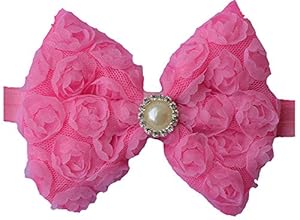 Qandsweet Baby's Headbands Girl's Headband Lace Hair Bow Flower Accessories (Pink)