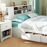 South Shore Vito Collection Queen 60-Inch Bookcase Headboard, Pure White